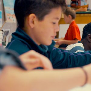 Student working in the classroom