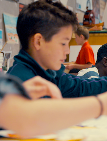 Student working in the classroom