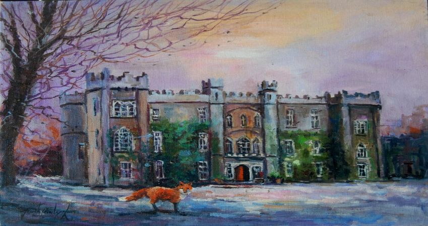 painting of a fox and castle