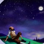 animation of a man looking up and gazing at the stars