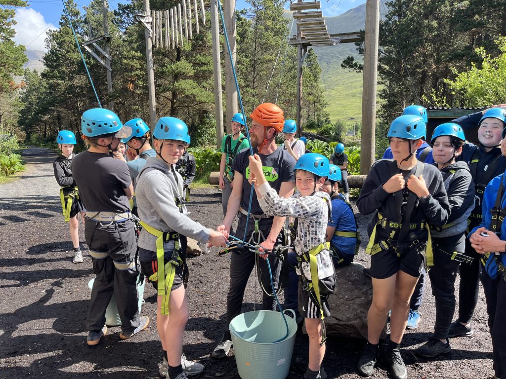 students with safety gear on