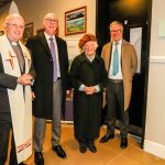 Fr Rector Michael Sheil, Headmaster Chris Lumb, Margaret Horne, Joe Rooney at the unveiling of the Plaque to honour Richard Robinson's legacy gift.